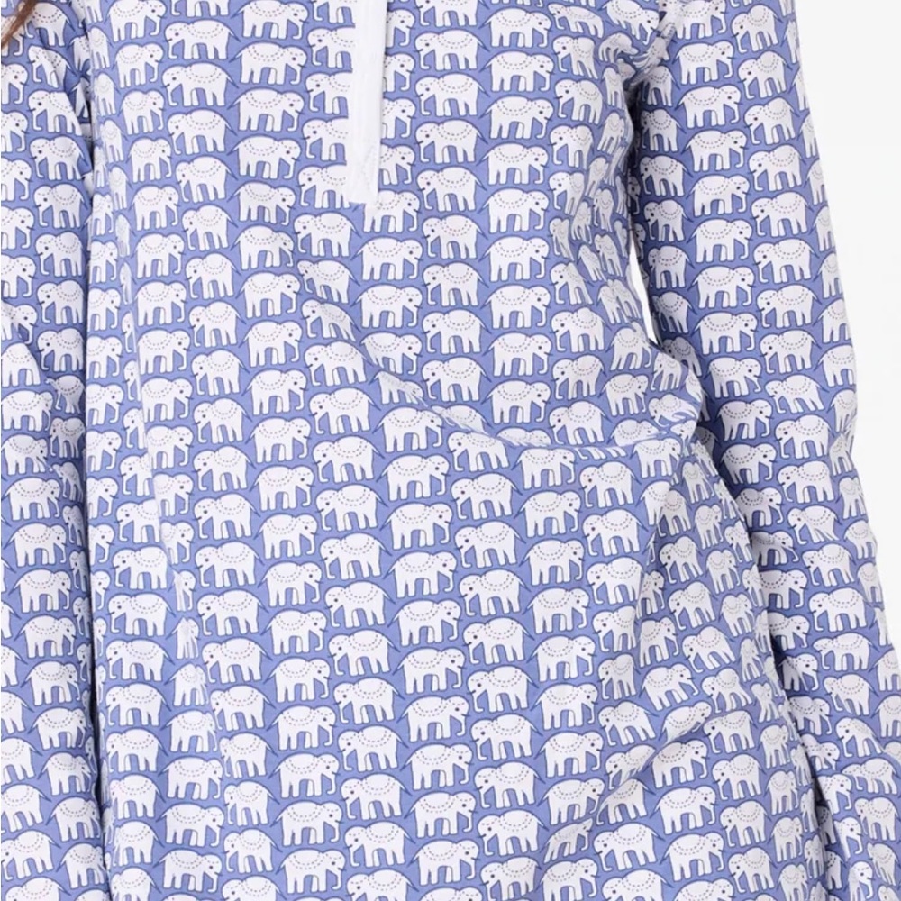 Roller Rabbit Blue and White Elephant Print Nightgown